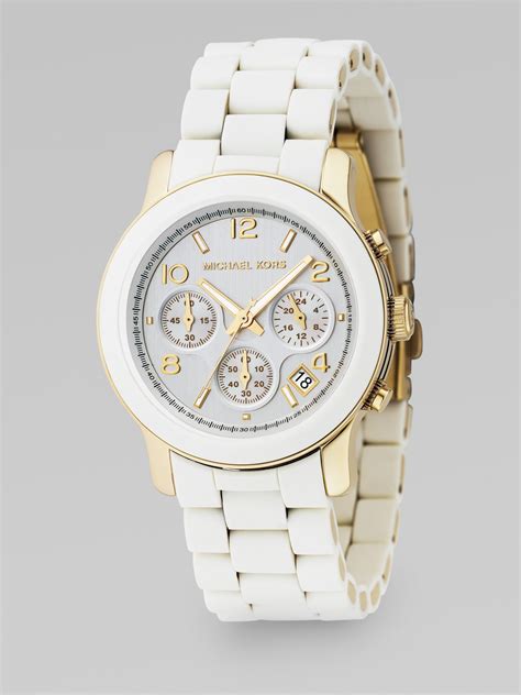 michael kors rubber watch white|Michael Kors Watch white band.